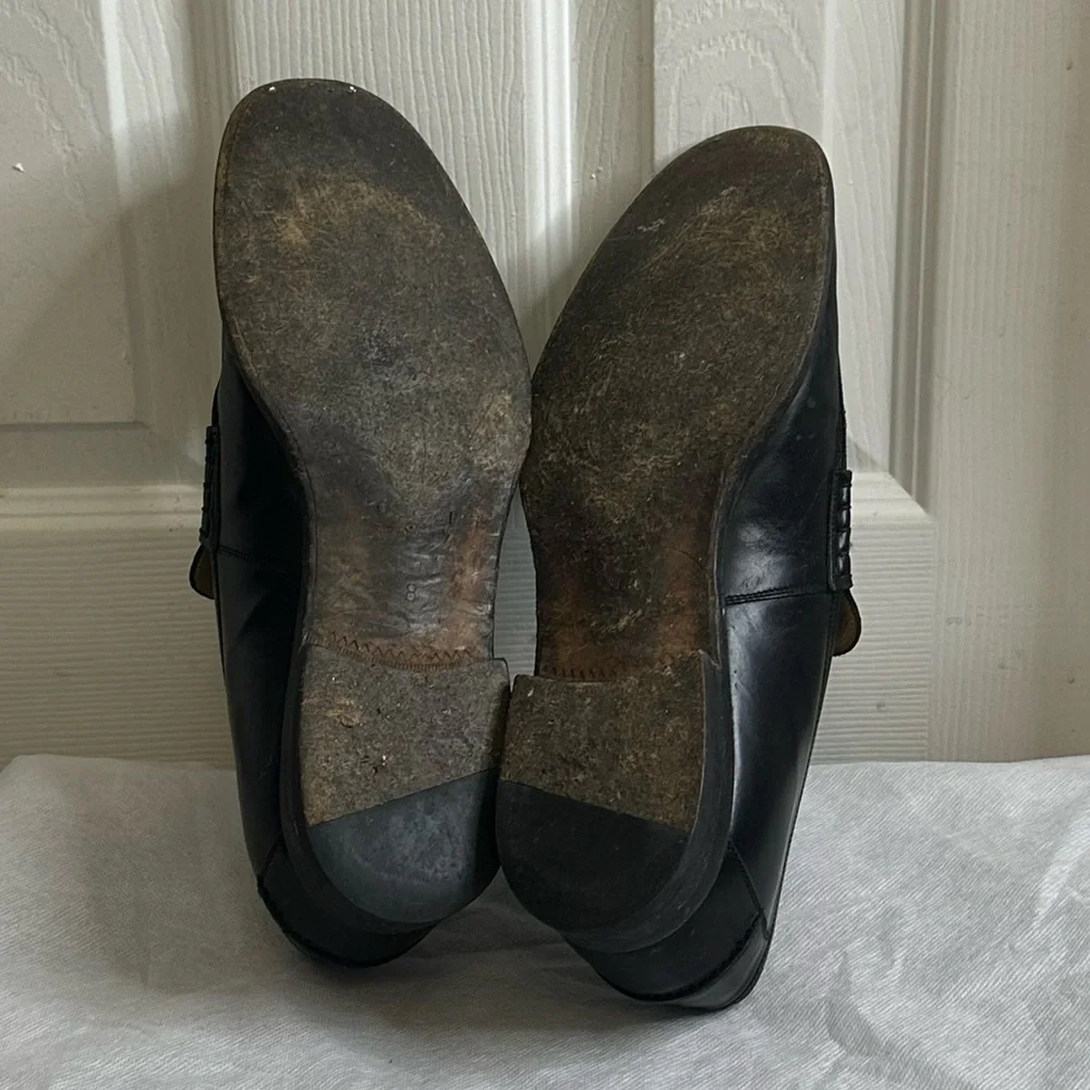 Gucci Gucci Black Leather Interlocking G Penny Loafers Size 8